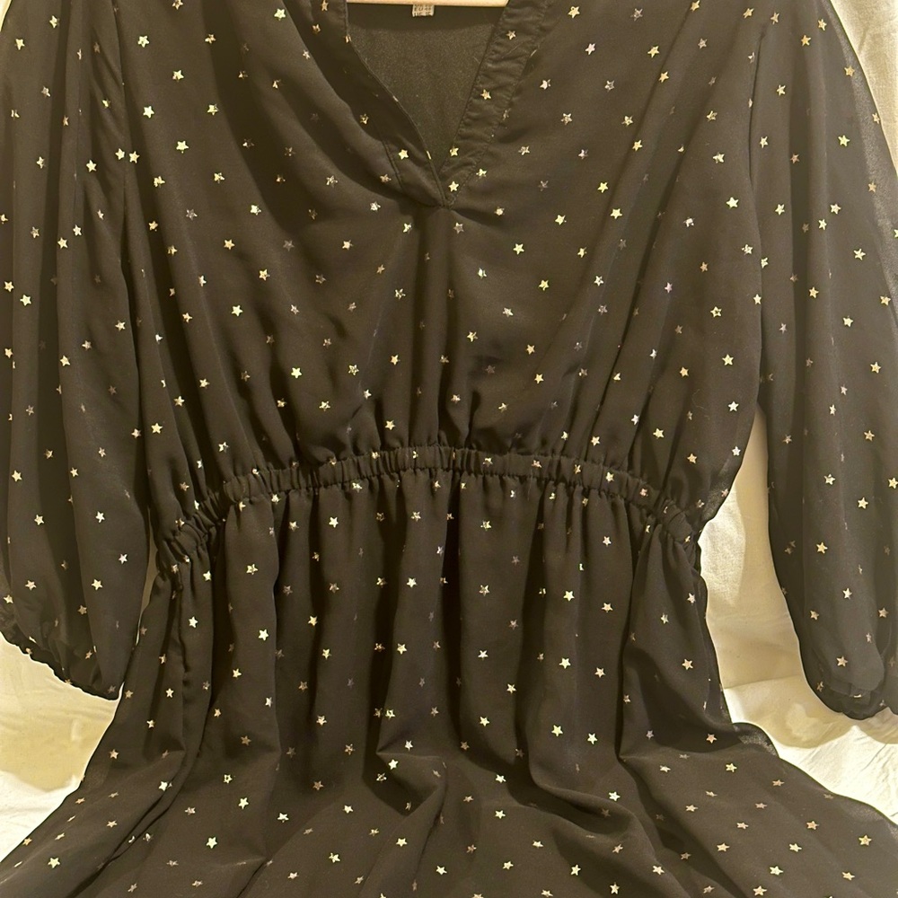 Yumi Black Star-Print Elastic-Waist Dress - Picture 4 of 8